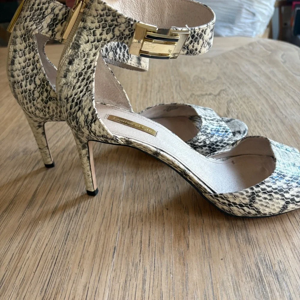 $150 LOUISE ET CIE Gordon Python Snakeskin Leather Stiletto Heels SIZE 10M EUC - Picture 4 of 15